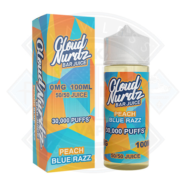 Cloud Nurdz - Peach Blue Razz 0mg 100ml Shortfill