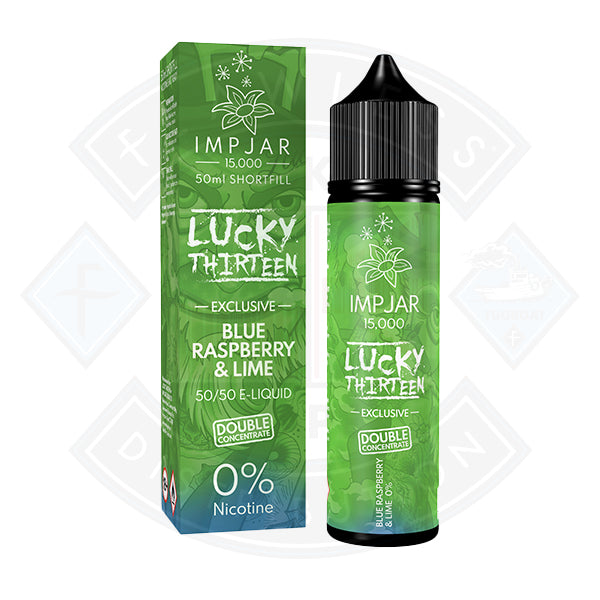 IMP JAR X Lucky 13 - Blue Raspberry Lime  50ml 0mg Shortfill E-Liquid