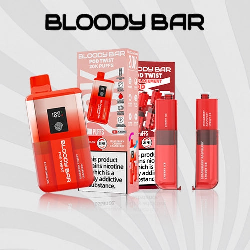 Bloody Bar Buy 1 20k pod prefilled kit and get 1 Pod Twist 20K Prefilled Pods + Refill Containers Free