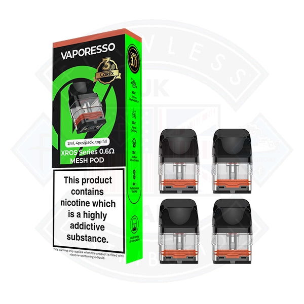Vaporesso XROS series Corex 3.0 pods tech version 4pcs/pack Flawless UK Vape Distribution Ltd Vaporesso XROS series Corex 3.0 pods tech version 4pcs/pack Flawless UK Vape Distribution Ltd