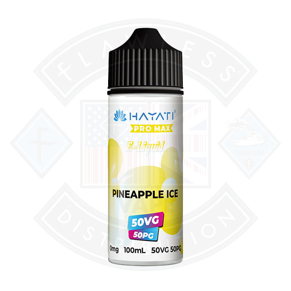 Hayati Pro Max 50/50 - Pineapple Ice 0mg 100ml Shortfill Flawless UK Vape Distribution Ltd Hayati Pro Max 50/50 - Pineapple Ice 0mg 100ml Shortfill Flawless UK Vape Distribution Ltd