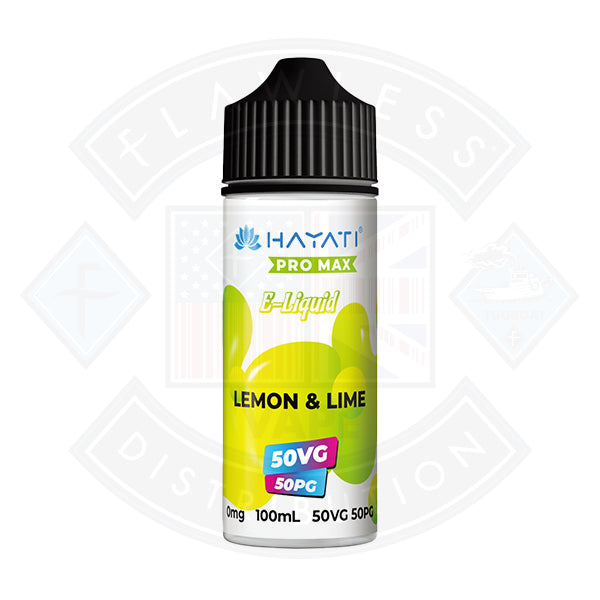 Hayati Pro Max 50/50 - Lemon & Lime 0mg 100ml Shortfill Flawless UK Vape Distribution Ltd Hayati Pro Max 50/50 - Lemon & Lime 0mg 100ml Shortfill Flawless UK Vape Distribution Ltd