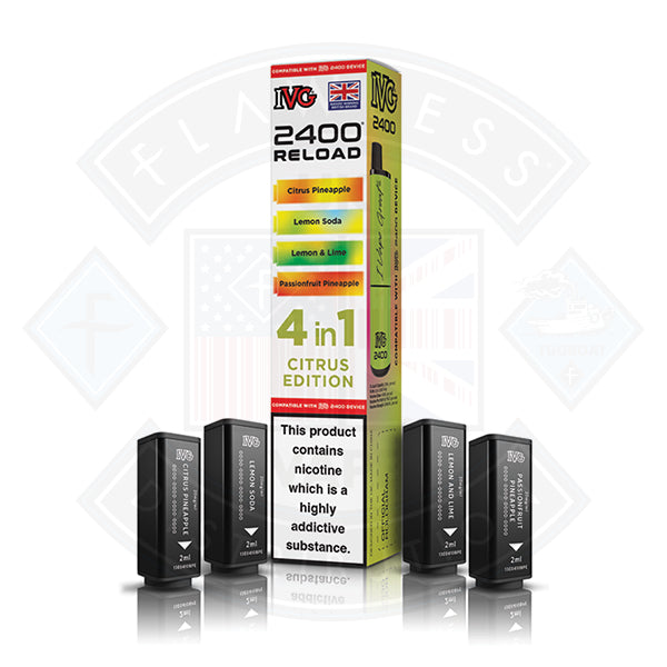 IVG 2400 Reload 4in1 Prefilled Pods Flawless UK Vape Distribution Ltd IVG 2400 Reload 4in1 Prefilled Pods Flawless UK Vape Distribution Ltd