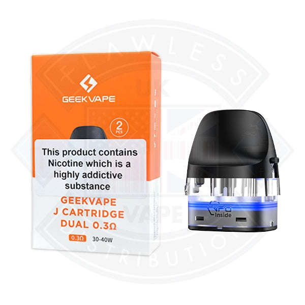 Geek Vape J Cartridge Replacement Pods 2pcs/Pack Flawless UK Vape Distribution Ltd Geek Vape J Cartridge Replacement Pods 2pcs/Pack Flawless UK Vape Distribution Ltd