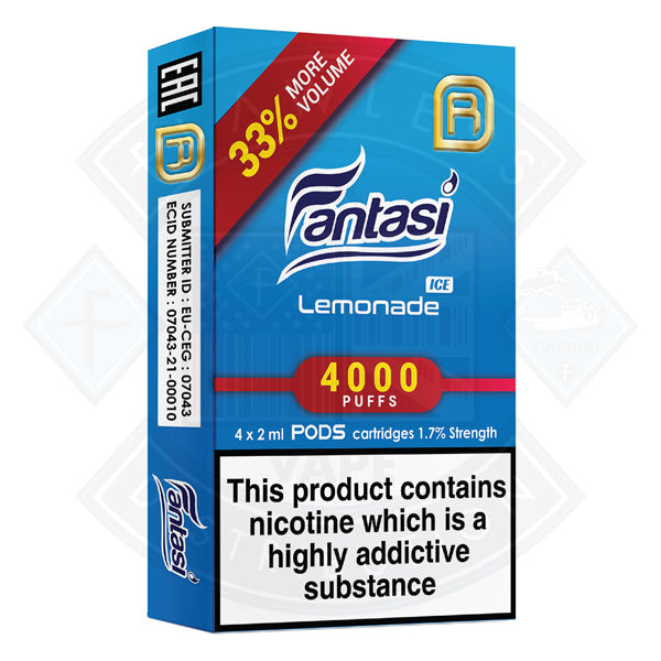 Fantasi NanoStix Pods- Lemonade Ice 4000puff 1.7%/ 4pack  Flawless UK Vape  Distribution Ltd