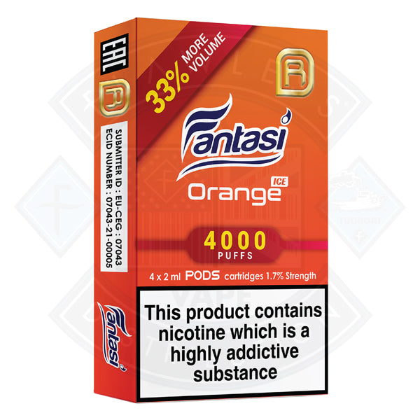 Fantasi NanoStix Pods - Orange Ice 4000puff 1.7%/ 4pack  Flawless UK Vape  Distribution Ltd