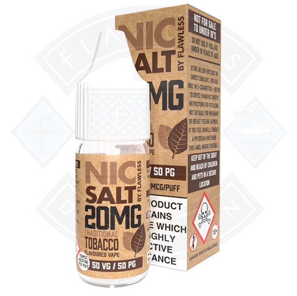 Nic Salt - Traditional Tobacco 10ml By Flawless